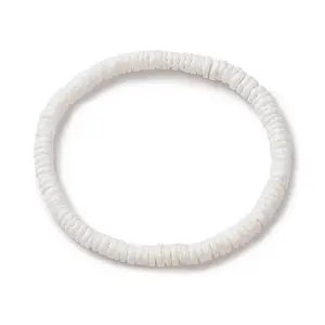 Disc Natural Shell Beaded Stretch Bracelets for Women