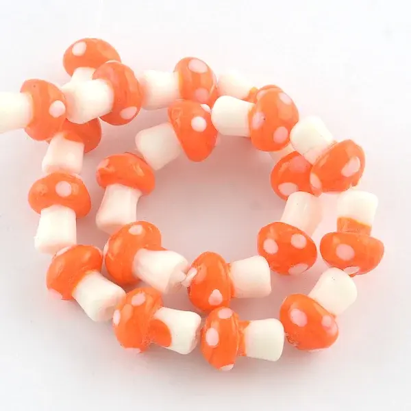 Mushroom Handmade Lampwork Beads Strands