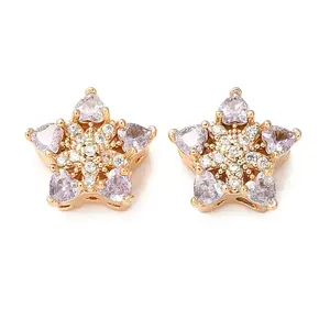 Brass Micro Pave Cubic Zirconia Beads