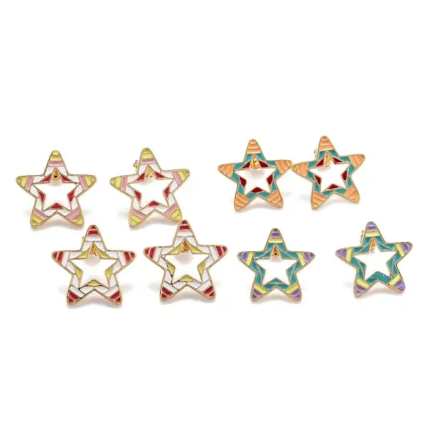 Brass Enamel Stud Earrings