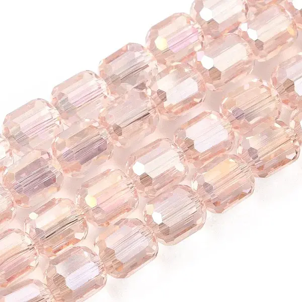 Electroplate Transparent Column Glass Beads Strands