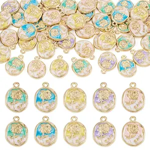 50Pcs 5 Colors Alloy Pendants