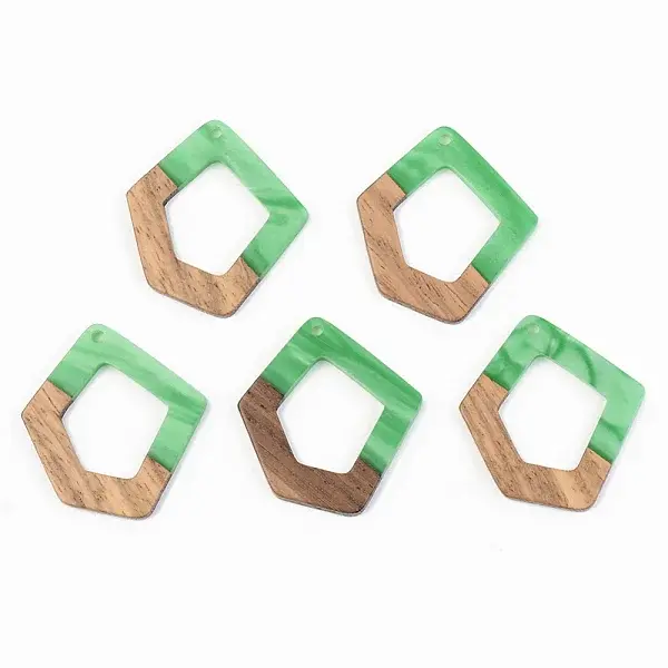 Opaque Resin & Walnut Wood Pendants
