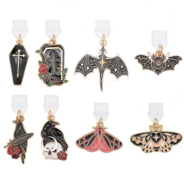 8Pcs Gothic Theme Alloy Enamel Mobile Dustproof Plugs