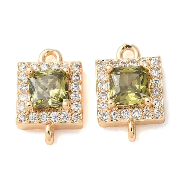 Brass Pave Cubic Zirconia Connector Charms