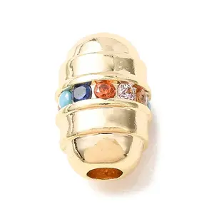 Brass Micro Pave Colorful Cubic Zirconia Beads