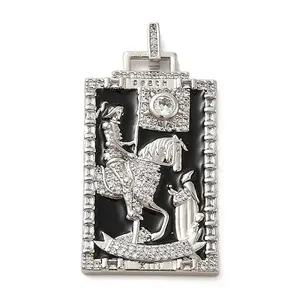 Brass Micro Pave Cubic Zirconia Pendants with Enamel