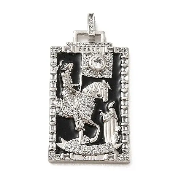 Brass Micro Pave Cubic Zirconia Pendants with Enamel