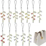 12Pcs Glass & Acrylic & Brass Mobile Straps