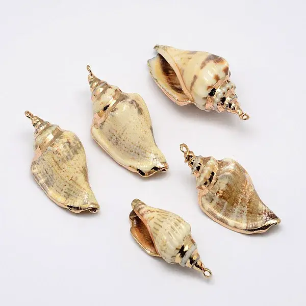 Golden Electroplated Conch Shell Pendants