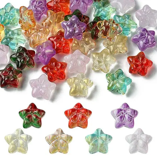 35Pcs 7 Colors Transparent Glass Beads