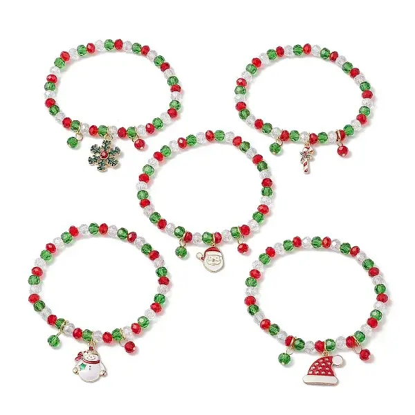 Christmas Theme Alloy Enamel Charms Bracelets