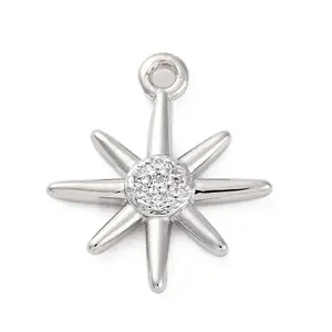 Brass Micro Pave Clear Cubic Zirconia Pendants