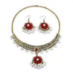 ABS Plastic Pearl & Rhinestone Oval Jewelry Set