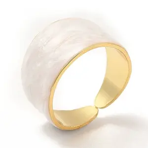 Enamel Plain Band Open Cuff Rings