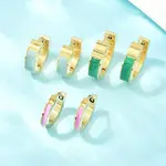 304 Stainless Steel Enamel Hoop Earrings