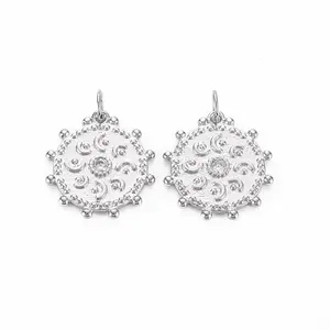 Brass Micro Pave Clear Cubic Zirconia Pendants