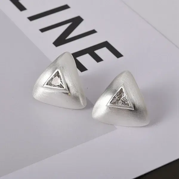 Triangle Brass Drawbench Stud Earring