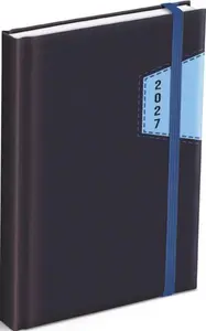 Diář 2027 D801 PU modrý/tmavě modrý s gumkou