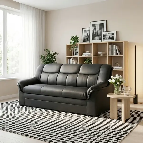MID.YOU TŘÍMÍSTNÁ POHOVKA, textil, černá