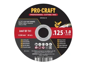 Kotouč řezný PROCRAFT 125x1.0mm
