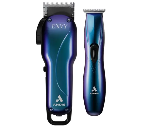 Profesionální set střihacího a konturovacího strojku Andis Envy Galaxy Combo Kit 561563 - perleťově modrý + dárek zdarma