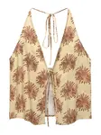 Pull&Bear Top  tmavohnedá / pastelovo žltá