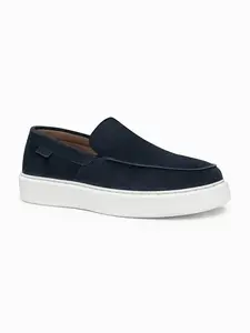 Pánské semišové slip-on polobotky, tmavě modré