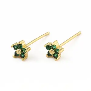 Cubic Zirconia Flower Stud Earrings
