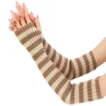 Stripe Acrylic Fibers Knitting Long Fingerless Gloves