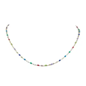 304 Stainless Steel Enamel Link Chains Necklaces