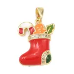 Christmas Brass Micro Pave Cubic Zirconia Pendants