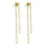Natural Pearl Beaded Tassel Dangle Stud Earrings