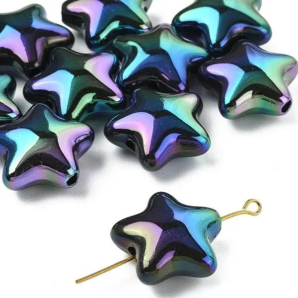 10Pcs UV Plating Plastic Beads