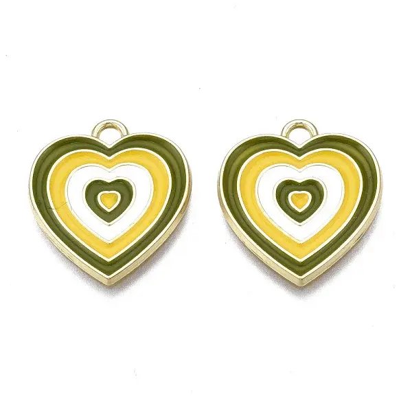 Rack Plating Light Gold Alloy Enamel Pendants