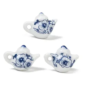 Blue Floral Printed Porcelain Charms
