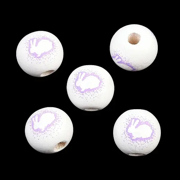Printed Wood European Beads