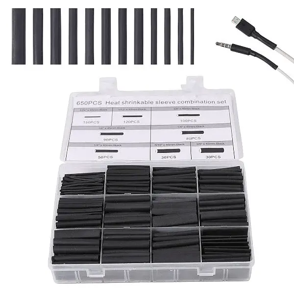 650Pcs PE Plastic Insulating Heat Shrink Tubing