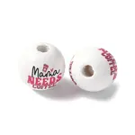 Mother's Day Theme Printed Wood European Beads