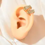 C-Shaped Brass Micro Pave Clear Cubic Zirconia Cuff Earrings