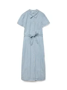 VERO MODA Košeľové šaty 'VMVIO'  modrá denim / biela