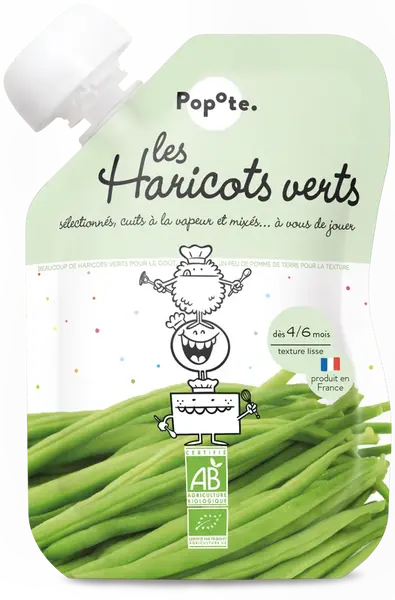 Popote BIO Kapsička Zelené fazolky pyré 4/6m+ 120 g