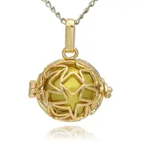 Golden Tone Brass Hollow Round Cage Pendants