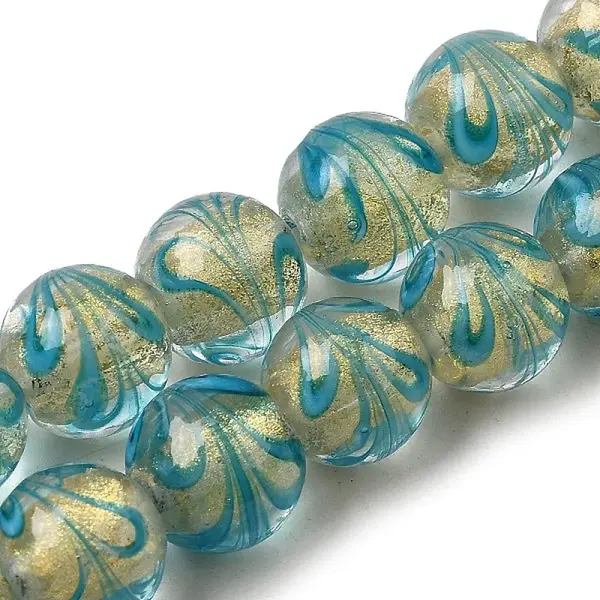 Gold Sand Lampwork Beads Strands