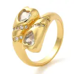 Brass Micro Pave Clear Cubic Zirconia Open Cuff Rings for Women
