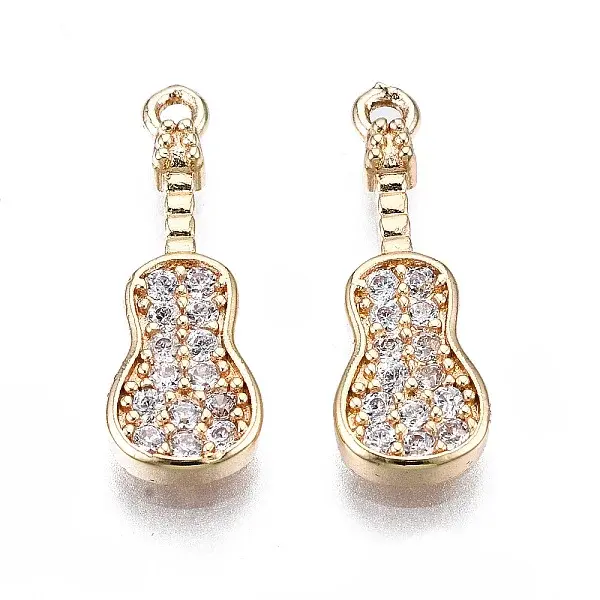 Brass Micro Pave Clear Cubic Zirconia Pendants