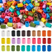 120Pcs 15 Colors Column Rack Plating Spray Painted Alloy Beads for Jewelry Making