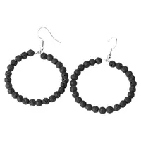 Fashionable Natural Lava Rock Hoop Earrings for Women