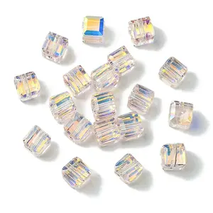100Pcs Transparent Electroplate Glass Beads