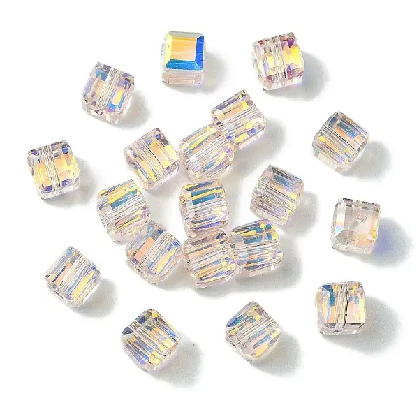 100Pcs Transparent Electroplate Glass Beads